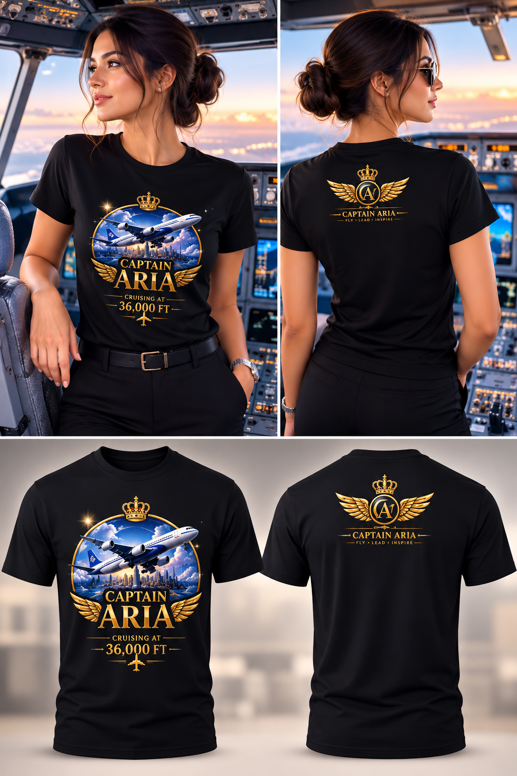 Captain Aria – Cruising at 36,000 FT Premium Unisex T-Shirt